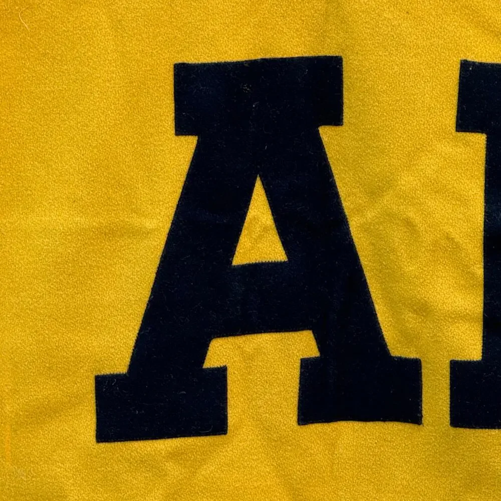 Vintage Collegiate Traditions Army Wool Blanket‎ Yellow Black USA Made 90's